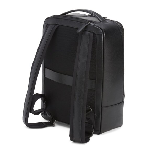 COLE HAAN Black Unisex Leather Sloane Backpack - Picture 2 of 2